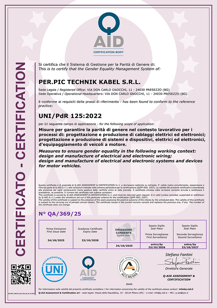 Certificato parità di genere 2025
