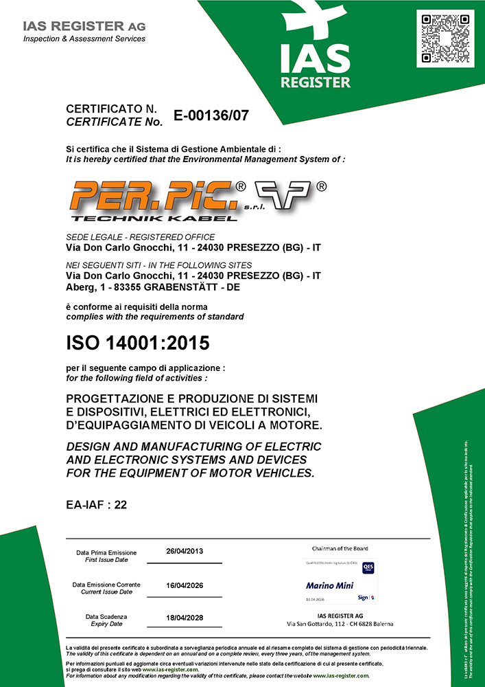 Certificate n. E-00136/07